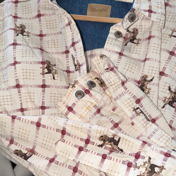 VINTAGE 1950's Wrangler Western Button Down with Cowgirl Motif - L - Picture 11 of 13